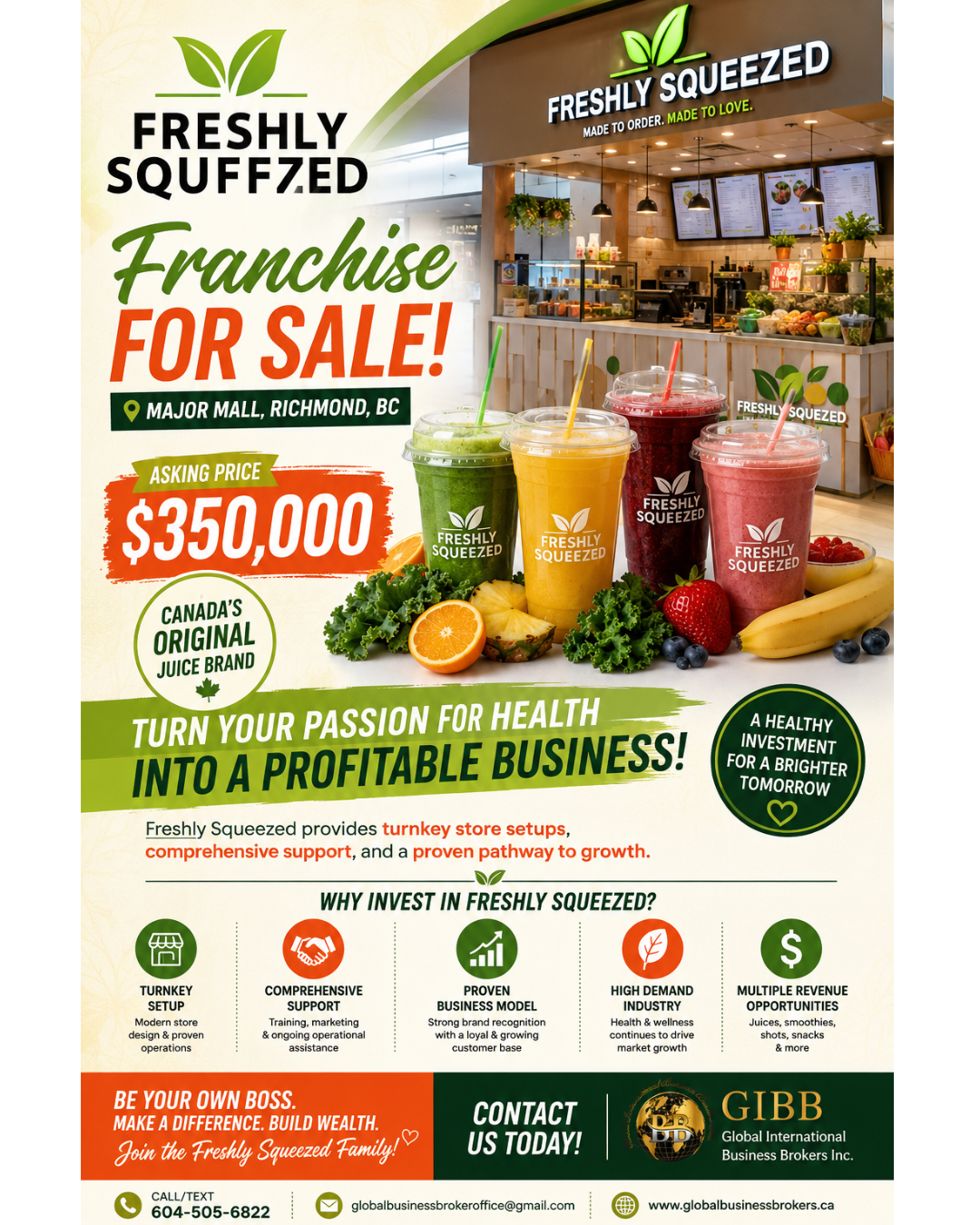 Freshly Squeezed Franchise for Sale in Richmond, BC